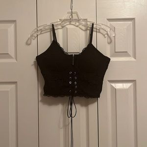 S black lacey Romwe cropped tank